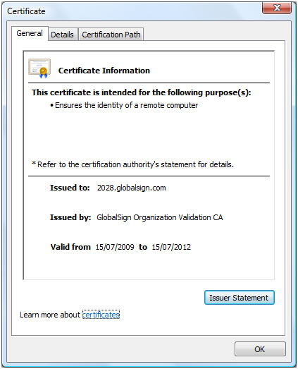 Voorbeeld van SSL-certificaat